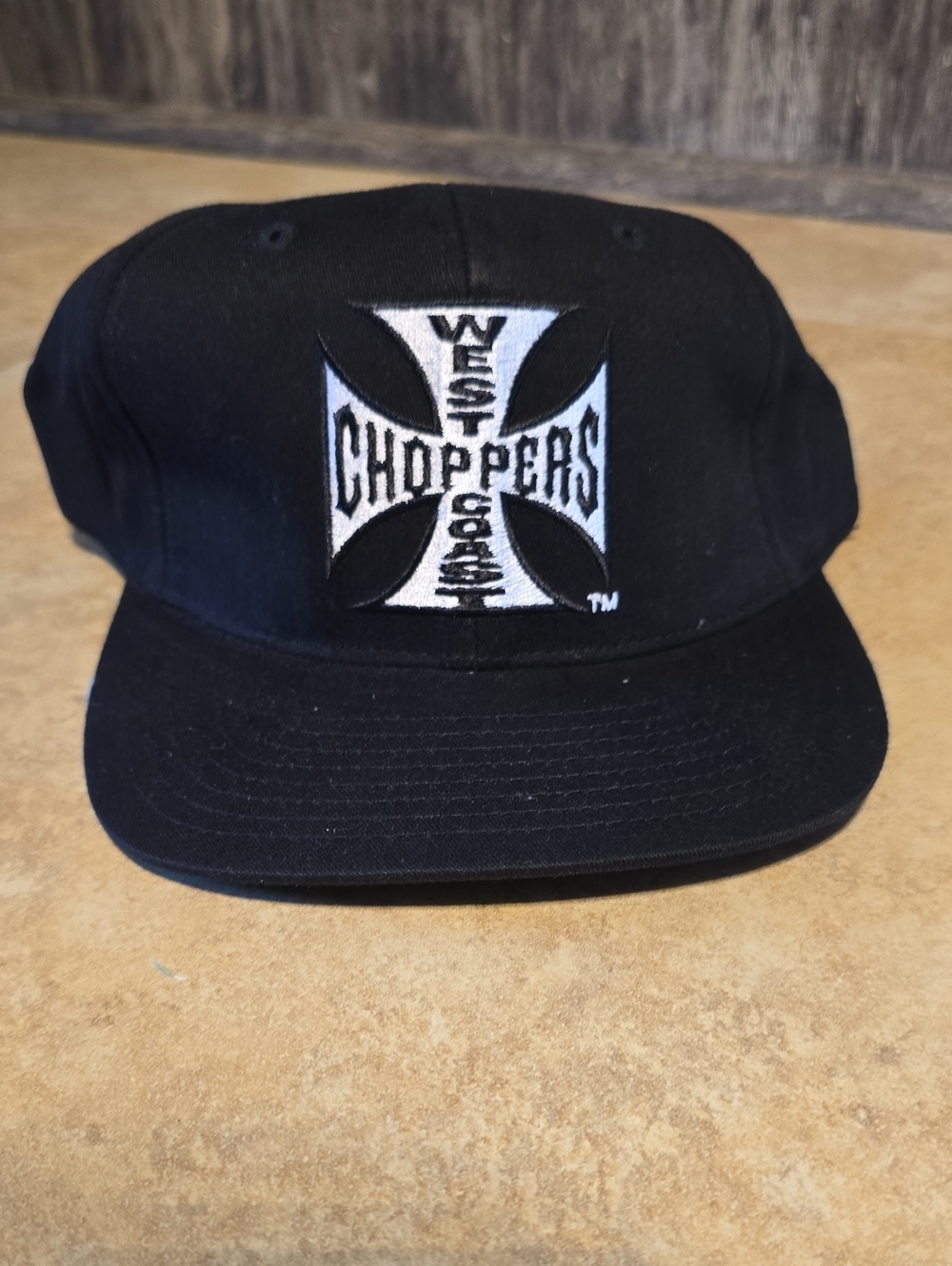 NWT vintage West Coast Choppers Black Logo Snapback Hat Black